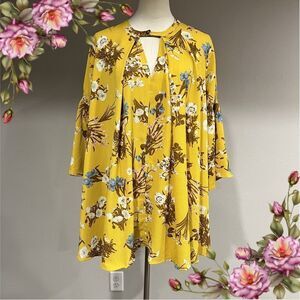 Umgee a-line long sleeve floral mini‎ tunic dress size Medium